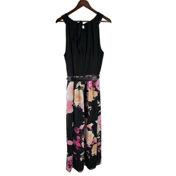 Laura Plus Floral Maxi Dress Satin Belt with Pockets Size 22 - Picture 3 of 10